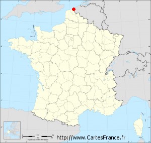 Fond de carte administrative de Les Moëres petit format
